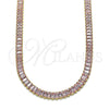 Gargantilla Elegante 04.130.0001.4.12 Oro Laminado, Diseño de Baguette, con Rosado Zirconia Cubica, Pulido, Tono Dorado (05 MM Thickness, 12 Inches Length)