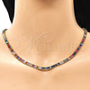 Gargantilla Elegante 04.130.0001.5.12 Oro Laminado, Diseño de Baguette, con Multicolor Zirconia Cubica, Pulido, Tono Dorado (05 MM Thickness, 12 Inches Length)