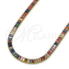 Gargantilla Elegante 04.130.0001.5.12 Oro Laminado, Diseño de Baguette, con Multicolor Zirconia Cubica, Pulido, Tono Dorado (05 MM Thickness, 12 Inches Length)