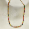 Gargantilla Elegante 04.130.0001.5.12 Oro Laminado, Diseño de Baguette, con Multicolor Zirconia Cubica, Pulido, Tono Dorado (05 MM Thickness, 12 Inches Length)