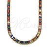 Gargantilla Elegante 04.130.0001.5.12 Oro Laminado, Diseño de Baguette, con Multicolor Zirconia Cubica, Pulido, Tono Dorado (05 MM Thickness, 12 Inches Length)