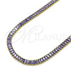 Gargantilla Elegante 04.130.0001.6.12 Oro Laminado, Diseño de Baguette, con Amatista Zirconia Cubica, Pulido, Tono Dorado (05 MM Thickness, 12 Inches Length)