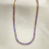 Gargantilla Elegante 04.130.0001.6.12 Oro Laminado, Diseño de Baguette, con Amatista Zirconia Cubica, Pulido, Tono Dorado (05 MM Thickness, 12 Inches Length)