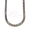 Gargantilla Elegante 04.130.0001.6.12 Oro Laminado, Diseño de Baguette, con Amatista Zirconia Cubica, Pulido, Tono Dorado (05 MM Thickness, 12 Inches Length)