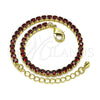 Pulsera Tennis 03.130.0009.1.07 Oro Laminado, con Granate Zirconia Cubica, Pulido, Tono Dorado (03 MM Thickness, 7 Inches Length)