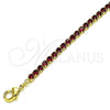 Pulsera Tennis 03.130.0009.1.07 Oro Laminado, con Granate Zirconia Cubica, Pulido, Tono Dorado (03 MM Thickness, 7 Inches Length)
