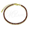 Pulsera Tennis 03.130.0009.1.07 Oro Laminado, con Granate Zirconia Cubica, Pulido, Tono Dorado (03 MM Thickness, 7 Inches Length)