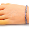 Pulsera Tennis 03.130.0008.5.07 Oro Laminado, Diseño de Baguette, con Amatista Zirconia Cubica, Pulido, Tono Dorado (05 MM Thickness, 7 Inches Length)