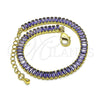 Pulsera Tennis 03.130.0008.5.07 Oro Laminado, Diseño de Baguette, con Amatista Zirconia Cubica, Pulido, Tono Dorado (05 MM Thickness, 7 Inches Length)
