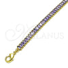Pulsera Tennis 03.130.0008.5.07 Oro Laminado, Diseño de Baguette, con Amatista Zirconia Cubica, Pulido, Tono Dorado (05 MM Thickness, 7 Inches Length)