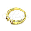 Anillo Multi Piedra 01.213.0009.2 Oro Laminado, Diseño de Corazón, con Rosado Zirconia Cubica, Pulido, Tono Dorado (One size fits all)