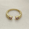 Anillo Multi Piedra 01.213.0009.2 Oro Laminado, Diseño de Corazón, con Rosado Zirconia Cubica, Pulido, Tono Dorado (One size fits all)
