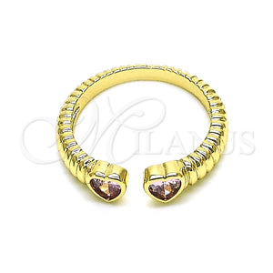Anillo Multi Piedra 01.213.0009.2 Oro Laminado, Diseño de Corazón, con Rosado Zirconia Cubica, Pulido, Tono Dorado (One size fits all)