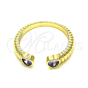 Anillo Multi Piedra 01.213.0009.3 Oro Laminado, Diseño de Corazón, con Amatista Zirconia Cubica, Pulido, Tono Dorado (One size fits all)