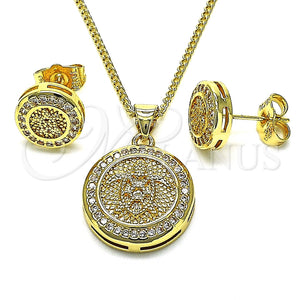Juego de Arete y Dije de Adulto 10.156.0456 Oro Laminado, Diseño de Tortuga, con Blanca Micro Pave, Pulido, Tono Dorado