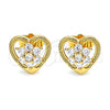 Arete Dormilona 02.387.0080 Oro Laminado, Diseño de Corazón y Flor, con Blanca Zirconia Cubica, Pulido, Tono Dorado