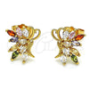 Arete Dormilona 02.387.0081.1 Oro Laminado, Diseño de Mariposa, con Multicolor Zirconia Cubica, Pulido, Tono Dorado