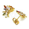 Arete Dormilona 02.387.0081.1 Oro Laminado, Diseño de Mariposa, con Multicolor Zirconia Cubica, Pulido, Tono Dorado