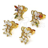 Arete Dormilona 02.387.0081.1 Oro Laminado, Diseño de Mariposa, con Multicolor Zirconia Cubica, Pulido, Tono Dorado