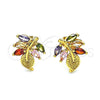 Arete Dormilona 02.387.0082.1 Oro Laminado, Diseño de Oja, con Multicolor Zirconia Cubica, Pulido, Tono Dorado
