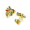 Arete Dormilona 02.387.0082.1 Oro Laminado, Diseño de Oja, con Multicolor Zirconia Cubica, Pulido, Tono Dorado