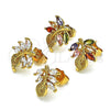 Arete Dormilona 02.387.0082.1 Oro Laminado, Diseño de Oja, con Multicolor Zirconia Cubica, Pulido, Tono Dorado