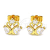 Arete Dormilona 02.387.0083 Oro Laminado, Diseño de Cisne, con Blanca Zirconia Cubica, Pulido, Tono Dorado