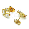 Arete Dormilona 02.387.0083 Oro Laminado, Diseño de Cisne, con Blanca Zirconia Cubica, Pulido, Tono Dorado