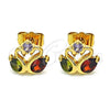 Arete Dormilona 02.387.0083.1 Oro Laminado, Diseño de Cisne, con Multicolor Zirconia Cubica, Pulido, Tono Dorado