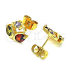 Arete Dormilona 02.387.0083.1 Oro Laminado, Diseño de Cisne, con Multicolor Zirconia Cubica, Pulido, Tono Dorado