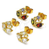 Arete Dormilona 02.387.0083.1 Oro Laminado, Diseño de Cisne, con Multicolor Zirconia Cubica, Pulido, Tono Dorado