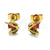 Arete Dormilona 02.387.0023.2 Oro Laminado, Diseño de Mariposa, con Multicolor Zirconia Cubica, Pulido, Tono Dorado