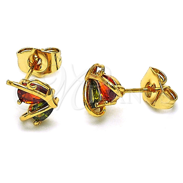 Arete Dormilona 02.387.0023.2 Oro Laminado, Diseño de Mariposa, con Multicolor Zirconia Cubica, Pulido, Tono Dorado