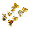 Arete Dormilona 02.387.0023.2 Oro Laminado, Diseño de Mariposa, con Multicolor Zirconia Cubica, Pulido, Tono Dorado