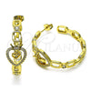 Arete Dormilona 02.341.0124 Oro Laminado, Diseño de Corazón y Corona, con Blanca Micro Pave and Blanca Zirconia Cubica, Pulido, Tono Dorado