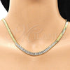 Gargantilla Elegante 04.341.0097.16 Oro Laminado, Diseño de Baguette, con Blanca Zirconia Cubica, Pulido, Tono Dorado (05 MM Thickness, 16 Inches Length)