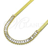 Gargantilla Elegante 04.341.0097.16 Oro Laminado, Diseño de Baguette, con Blanca Zirconia Cubica, Pulido, Tono Dorado (05 MM Thickness, 16 Inches Length)