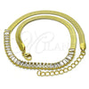Gargantilla Elegante 04.341.0097.16 Oro Laminado, Diseño de Baguette, con Blanca Zirconia Cubica, Pulido, Tono Dorado (05 MM Thickness, 16 Inches Length)