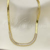 Gargantilla Elegante 04.341.0097.16 Oro Laminado, Diseño de Baguette, con Blanca Zirconia Cubica, Pulido, Tono Dorado (05 MM Thickness, 16 Inches Length)