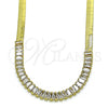 Gargantilla Elegante 04.341.0097.16 Oro Laminado, Diseño de Baguette, con Blanca Zirconia Cubica, Pulido, Tono Dorado (05 MM Thickness, 16 Inches Length)