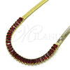 Gargantilla Elegante 04.341.0097.1.16 Oro Laminado, Diseño de Baguette, con Granate Zirconia Cubica, Pulido, Tono Dorado (05 MM Thickness, 16 Inches Length)