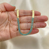 Gargantilla Elegante 04.341.0097.2.16 Oro Laminado, Diseño de Baguette, con Aqua Azul Zirconia Cubica, Pulido, Tono Dorado (05 MM Thickness, 16 Inches Length)
