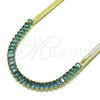 Gargantilla Elegante 04.341.0097.2.16 Oro Laminado, Diseño de Baguette, con Aqua Azul Zirconia Cubica, Pulido, Tono Dorado (05 MM Thickness, 16 Inches Length)