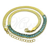 Gargantilla Elegante 04.341.0097.2.16 Oro Laminado, Diseño de Baguette, con Aqua Azul Zirconia Cubica, Pulido, Tono Dorado (05 MM Thickness, 16 Inches Length)