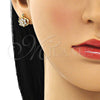 Arete Dormilona 02.387.0090 Oro Laminado, Diseño de Cisne y Flor, con Blanca and Negro Zirconia Cubica, Pulido, Tono Dorado