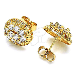 Arete Dormilona 02.387.0091 Oro Laminado, con Blanca Zirconia Cubica, Pulido, Tono Dorado