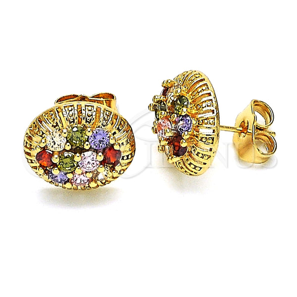 Arete Dormilona 02.387.0091.2 Oro Laminado, con Multicolor Zirconia Cubica, Pulido, Tono Dorado