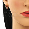 Arete Dormilona 02.387.0093 Oro Laminado, Diseño de Flor y Oja, con Granate and Blanca Zirconia Cubica, Pulido, Tono Dorado