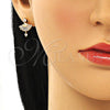 Arete Dormilona 02.387.0094 Oro Laminado, Diseño de Baguette, con Blanca Zirconia Cubica, Pulido, Tono Dorado