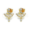 Arete Dormilona 02.387.0094 Oro Laminado, Diseño de Baguette, con Blanca Zirconia Cubica, Pulido, Tono Dorado